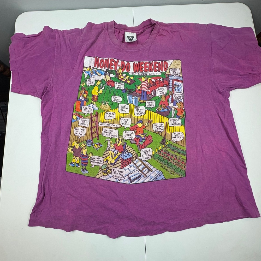 Vintage 1992 John Holladay Honey-Do Weekend T-Shirt Purple SSI XL Single Stitch